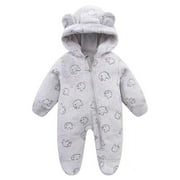 Baby Boy Romper Baby Onesies Soft Snowsuit Coat Bear Suit Warm Spring Boy Clothes One Piece Jumpsuit Grey 0-3 Months